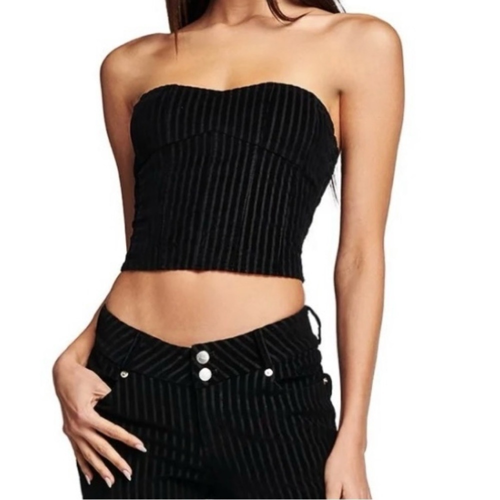 I.AM.GIA Top Briette Corset Strapless Cropped Crop Top Black Sz S NWT New